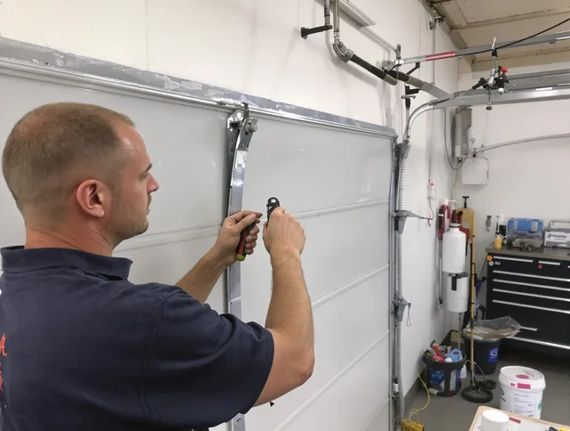 Before and after garage door dent repair by Longmont Garage Door Repair in Longmont