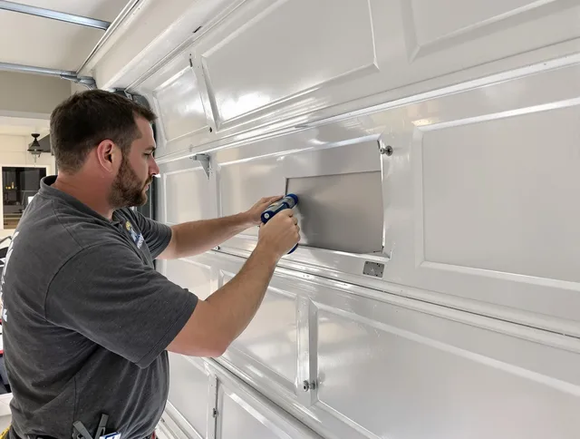 Garage door panel repair by Longmont Garage Door Repair in Longmont